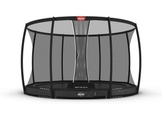 BERG Trampolin Champion InGround 430 Grey mit AirFlow Pro inkl. Sicherheitsnetz Deluxe XL 