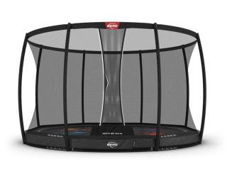 BERG Trampolin Elite InGround 430 Grey Levels mit AirFlow Pro inkl. Sicherheitsnetz Deluxe XL 